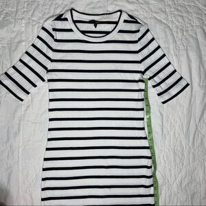 Sz XS Banana Republic White Striped Ribbed Dress